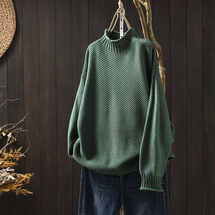 Grace | Relaxed Waffle Knit Sweater with One Size Drape for Women