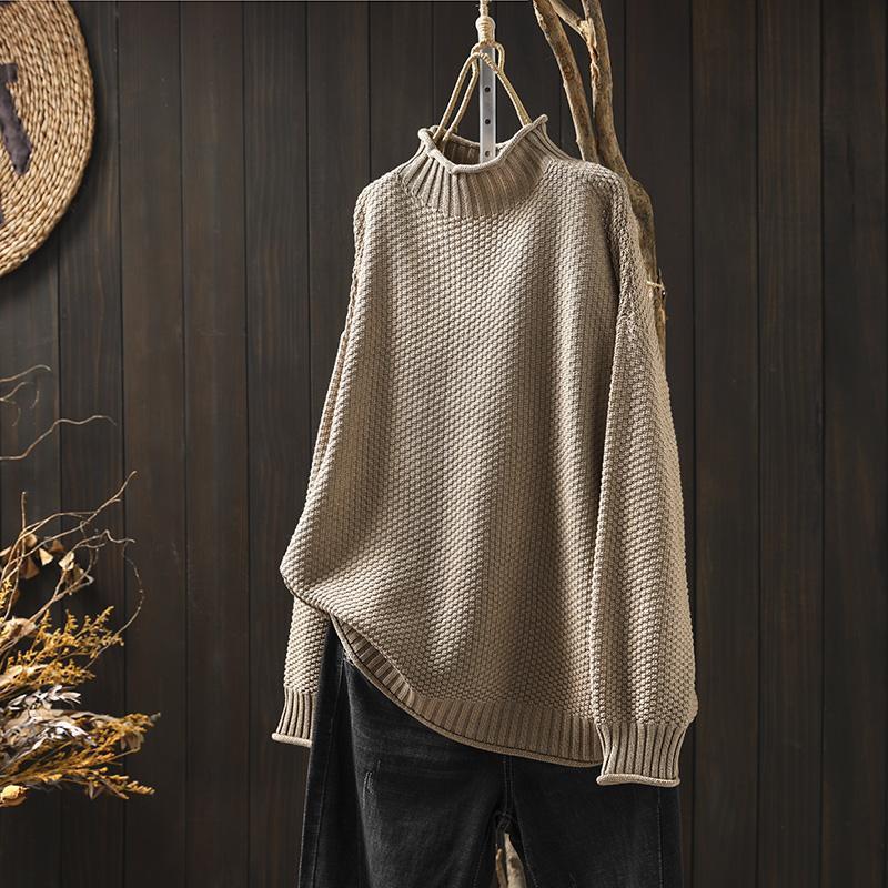 Grace | Relaxed Waffle Knit Sweater with One Size Drape for Women