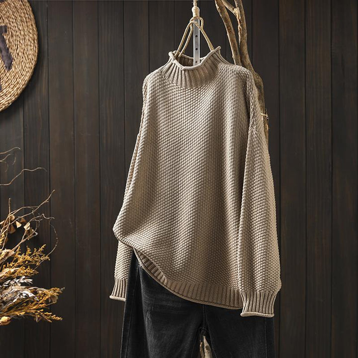 Grace | Relaxed Waffle Knit Sweater with One Size Drape for Women