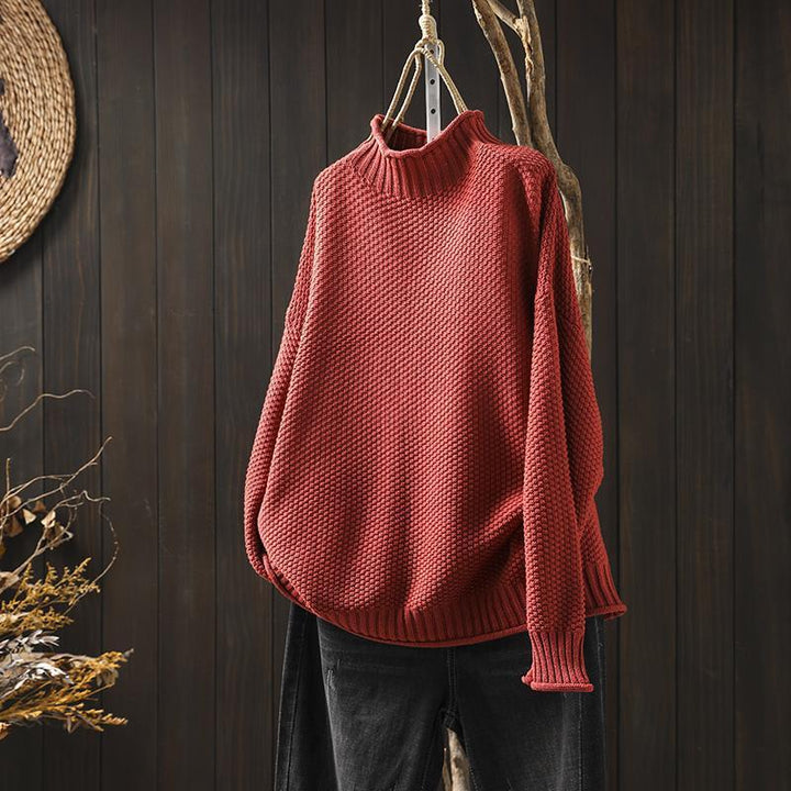Grace | Relaxed Waffle Knit Sweater with One Size Drape for Women