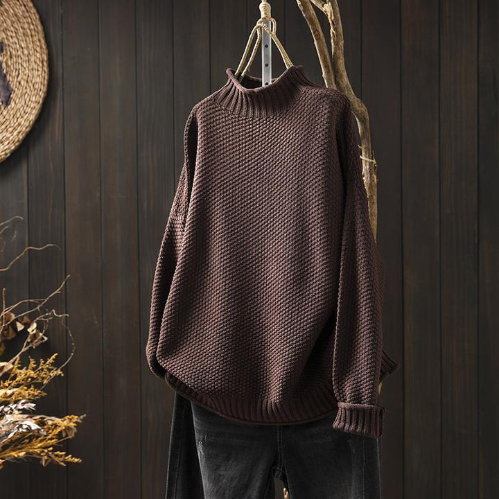 Grace | Relaxed Waffle Knit Sweater with One Size Drape for Women