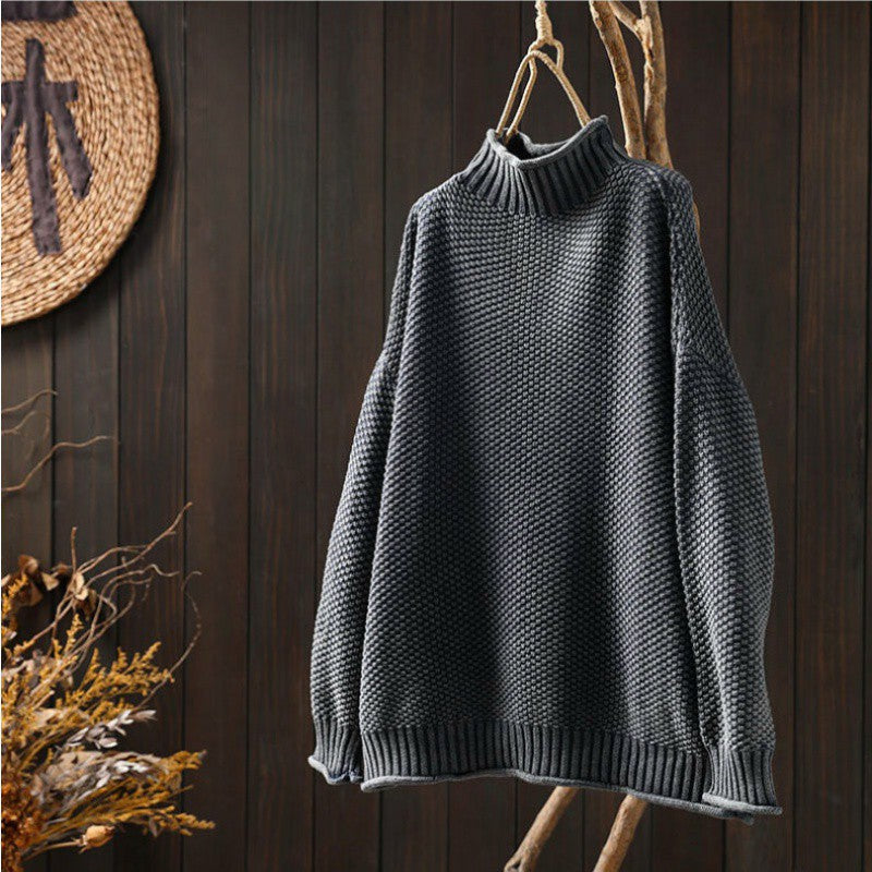 Grace | Relaxed Waffle Knit Sweater with One Size Drape for Women
