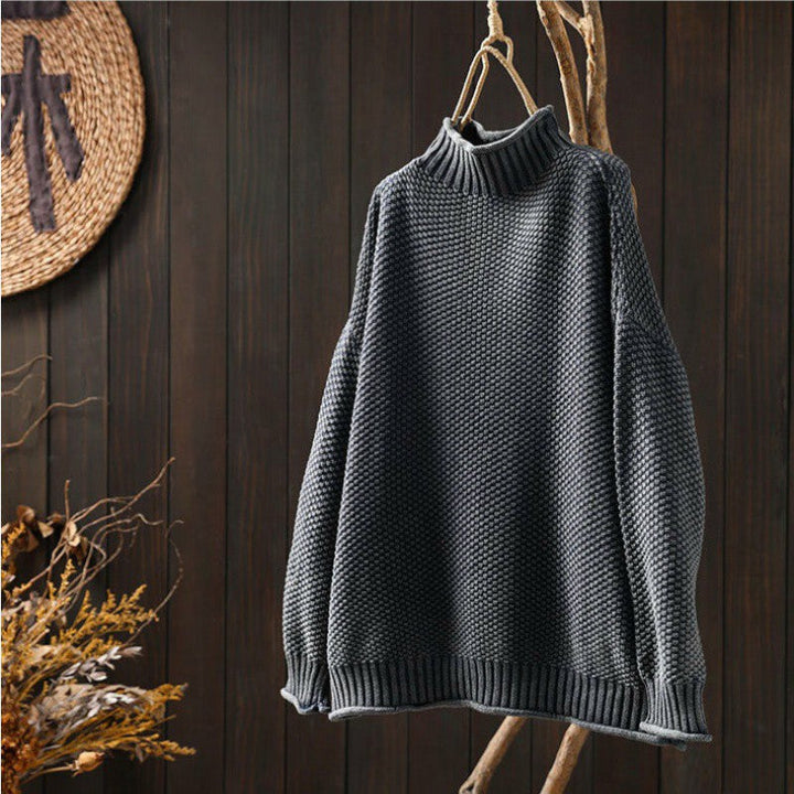 Grace | Relaxed Waffle Knit Sweater with One Size Drape for Women