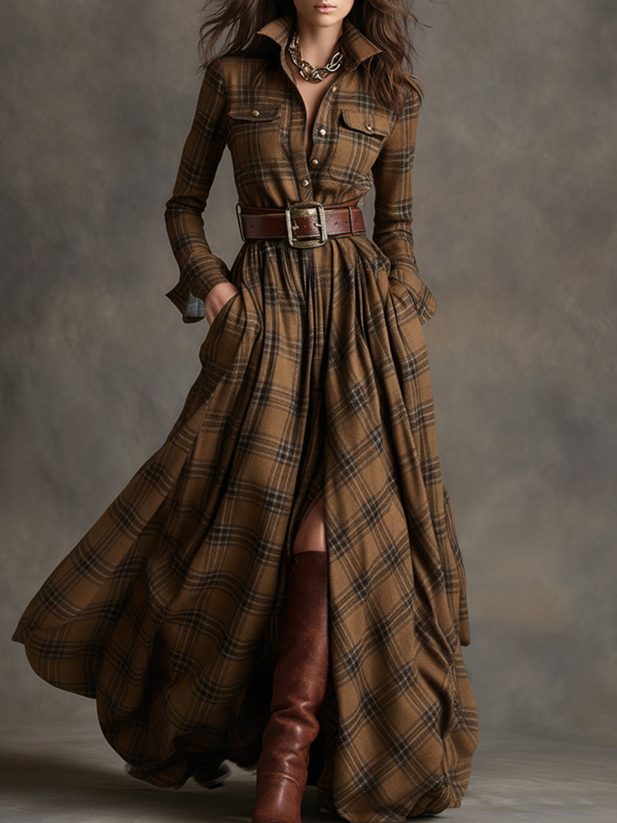 Juliet - Maxi Checked Shirt Dress
