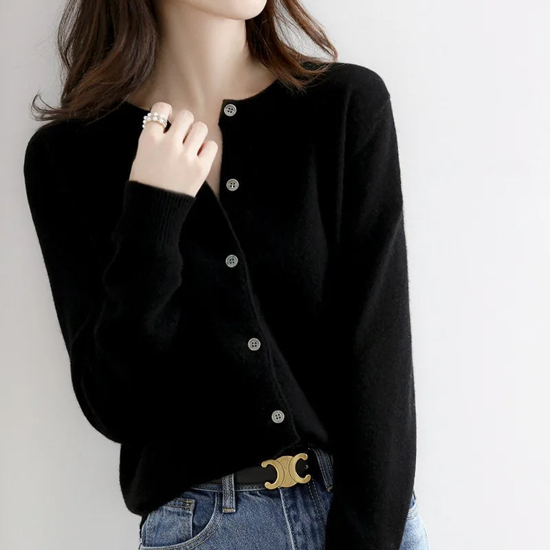 Oriel | Soft Button Cardigan with Ribbed Trims for Women