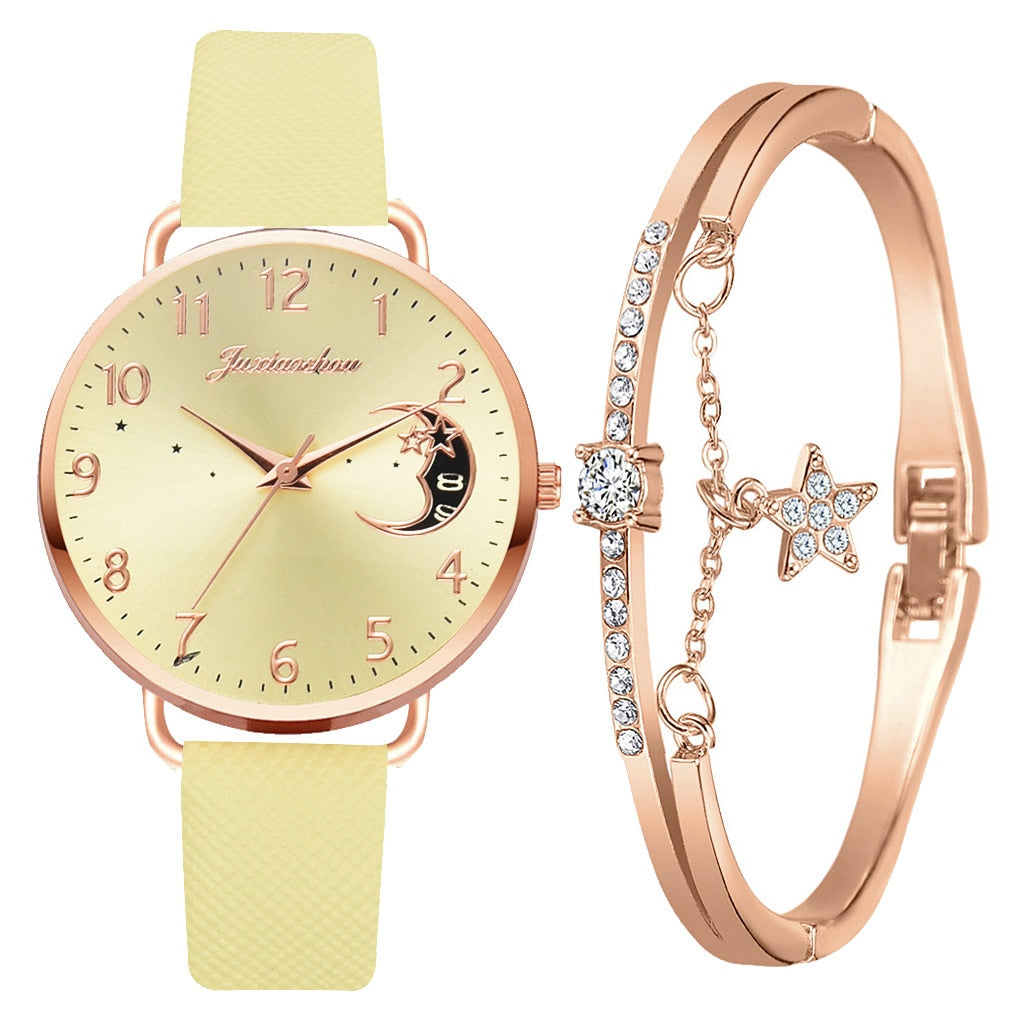 Watch With Moon Transmission And Bracelet Set