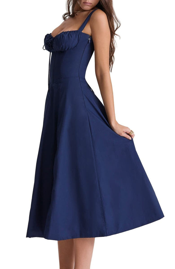 Oakley - Elegant French Style Belted Strap Dress