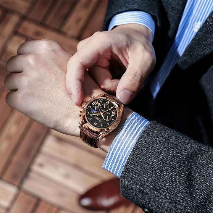 Luxury Watch With Leather Strap