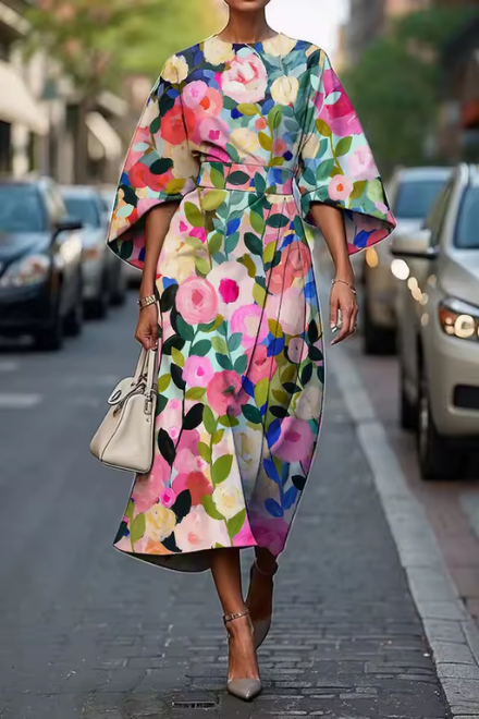 Moxlan - Elegant Floral Dress