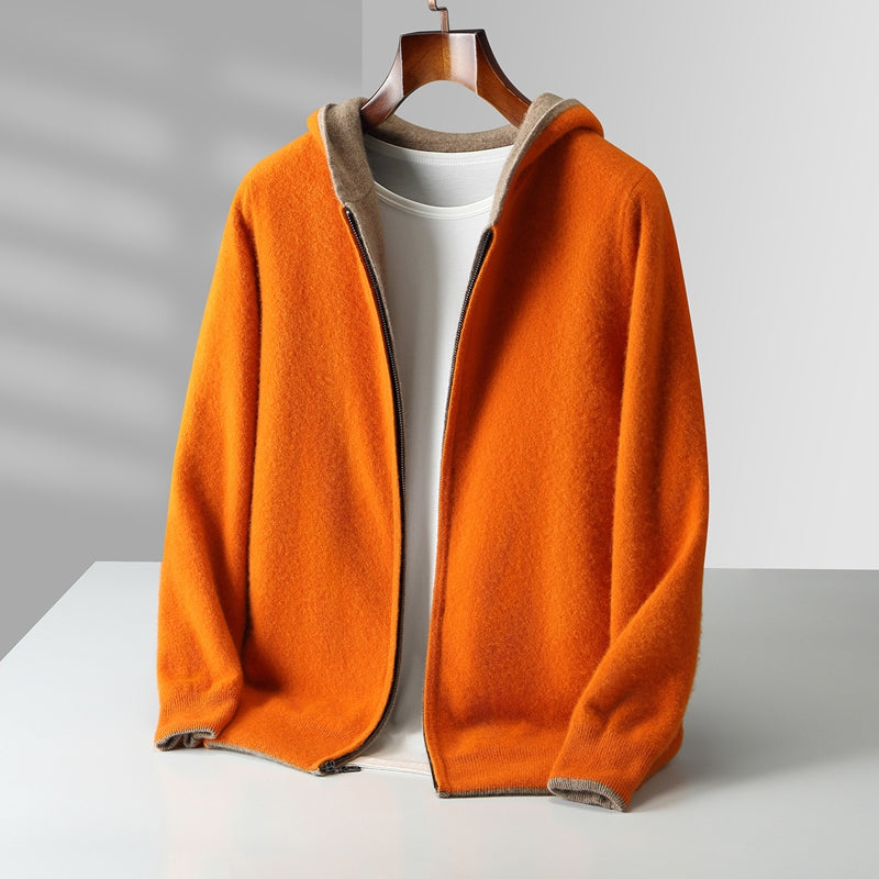 Nolan | Reversible Cashmere Hoodie with Two Tone Faces for Men