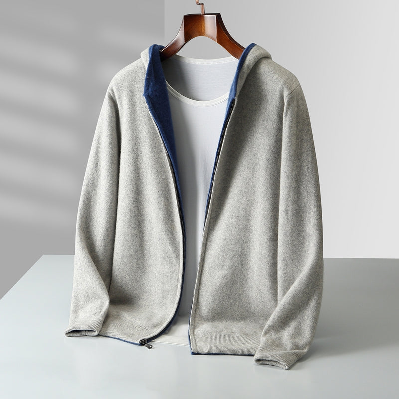 Nolan | Reversible Cashmere Hoodie with Two Tone Faces for Men