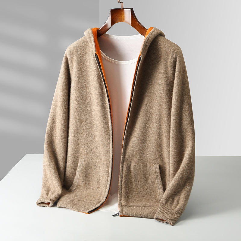 Nolan | Reversible Cashmere Hoodie with Two Tone Faces for Men