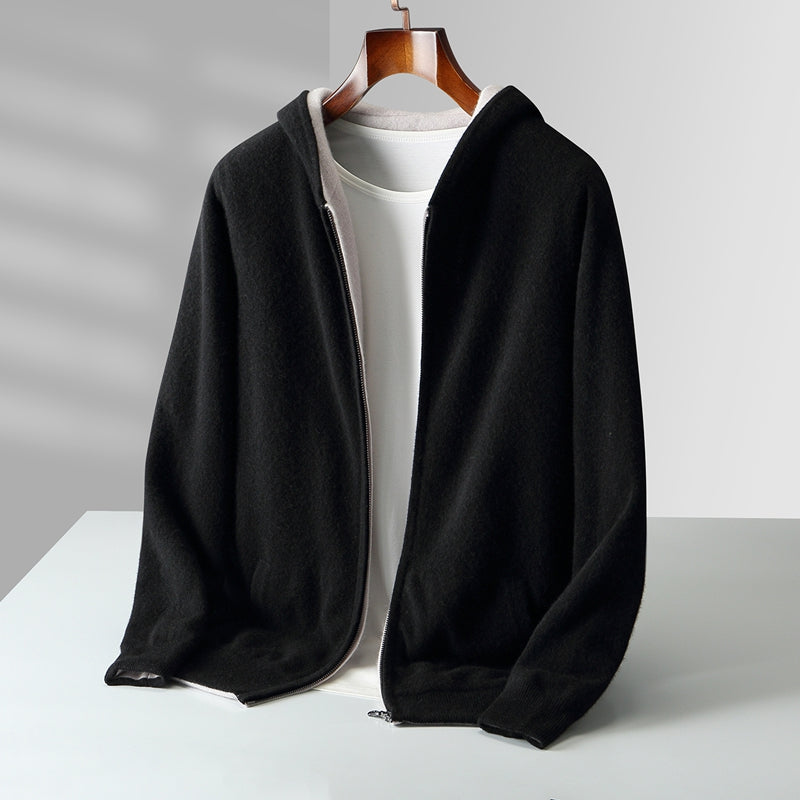 Nolan | Reversible Cashmere Hoodie with Two Tone Faces for Men