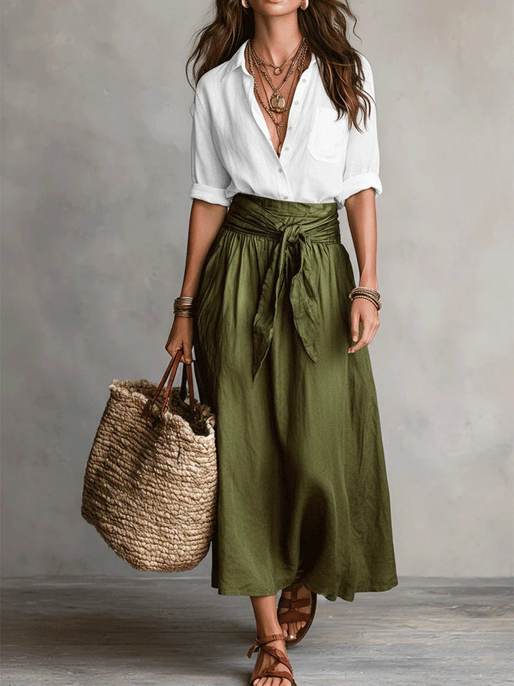 River | Classic Top and Midi Skirt Two Piece Set for Women