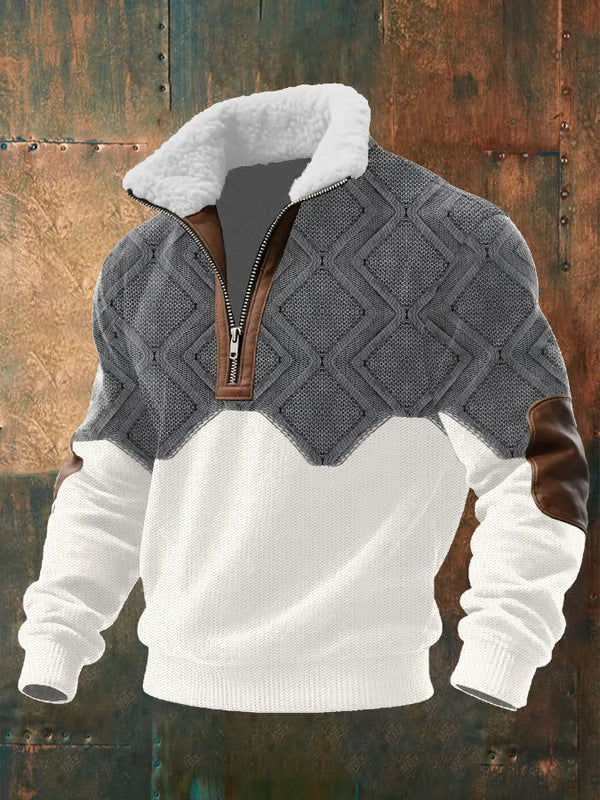 Lachlan | Fleece Lined Winter Pullover with Structured Knit for Men