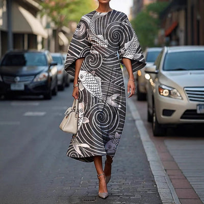 Zoraida - Stylish Batwing Sleeve Long Dress