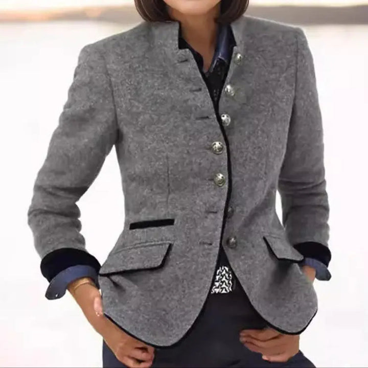 Cerys | Wool Blazer with Contrast Trim and Notch Lapel for Women