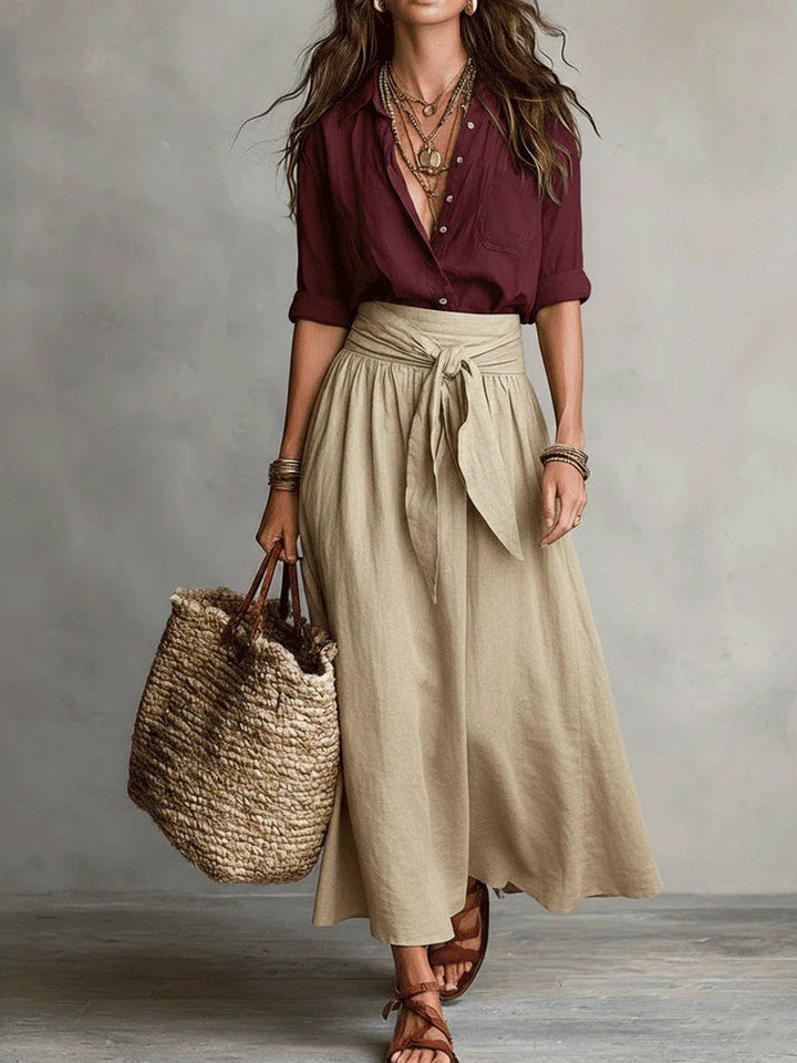 River | Classic Top and Midi Skirt Two Piece Set for Women
