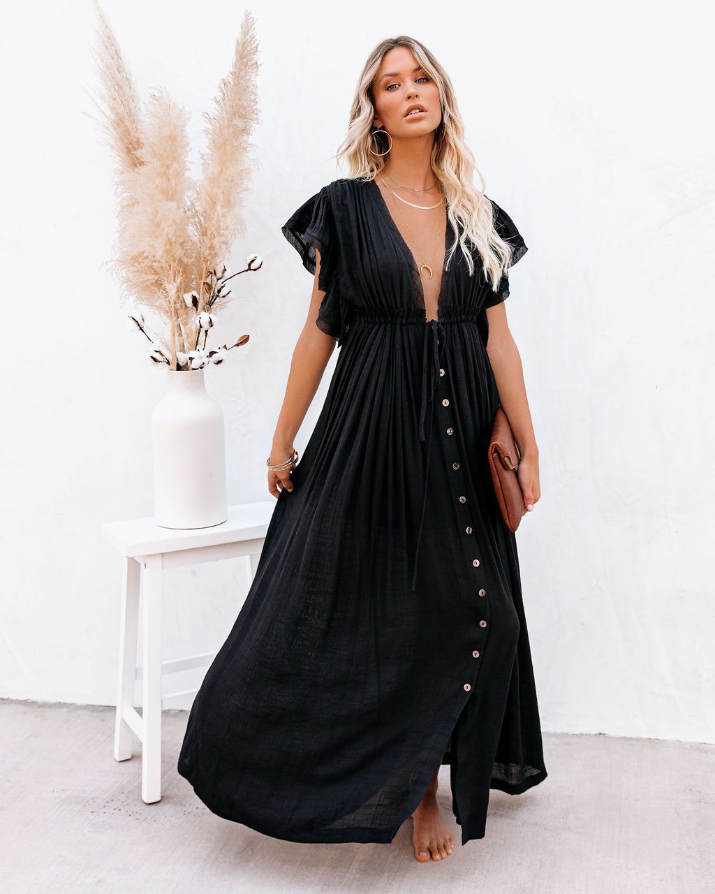 Audra - Boho V-Neck Kimono Beach Cover-Up Dress