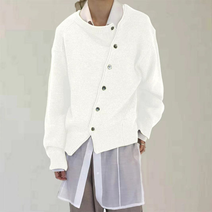 Alycia | Asymmetric Button Cardigan with Distinctive Closure for Women