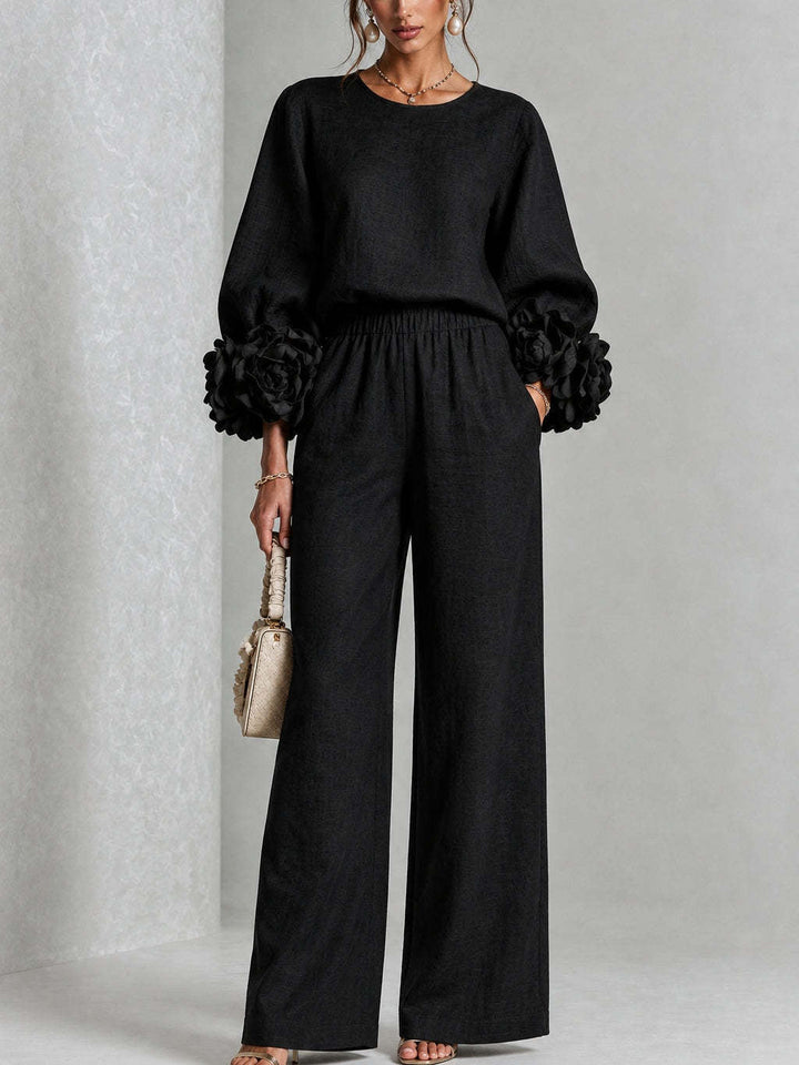 Rosalie | Floral Two Piece Set with Detailed Cuff Finish for Women