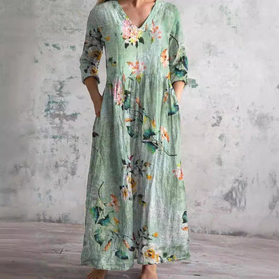 Ivory - Floral Whimsy Boho Maxi Dress