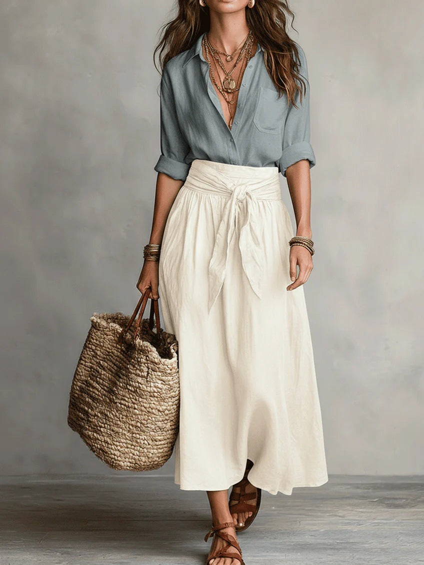 River | Classic Top and Midi Skirt Two Piece Set for Women