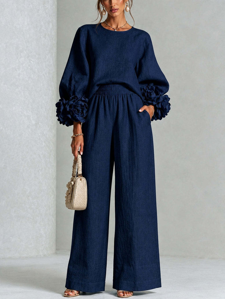 Rosalie | Floral Two Piece Set with Detailed Cuff Finish for Women