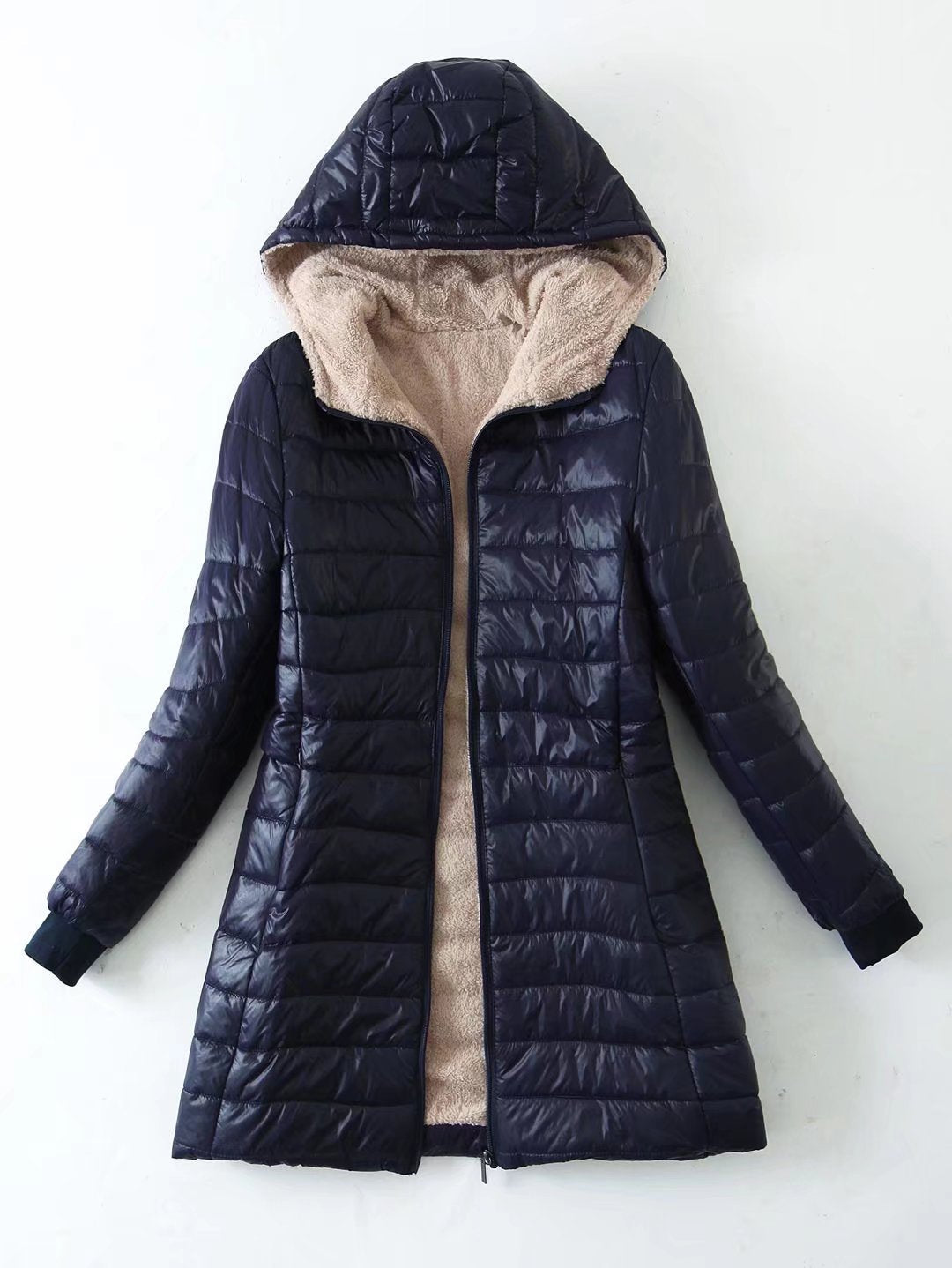Vicky | Fleece Lined Longline Puffer Jacket with Cushioned Feel for Women