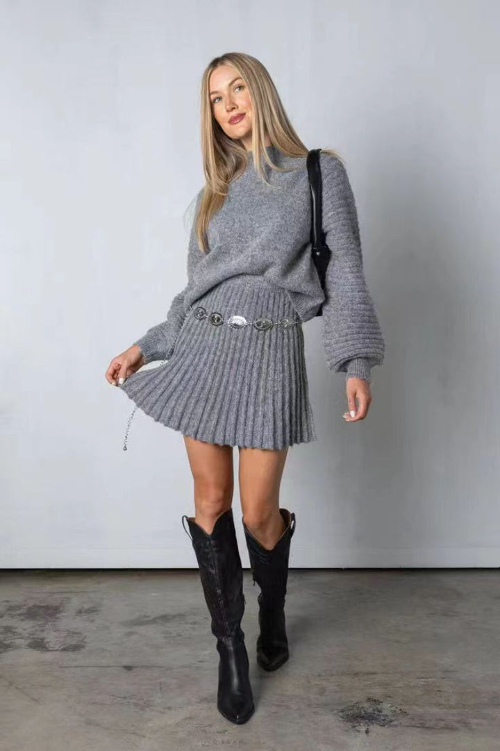Pebbles | Long Sleeve Sweater and Mini Skirt Set for Women
