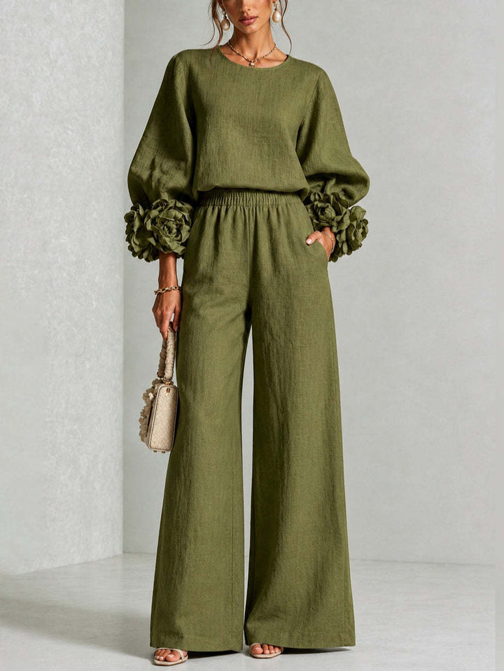 Rosalie | Floral Two Piece Set with Detailed Cuff Finish for Women