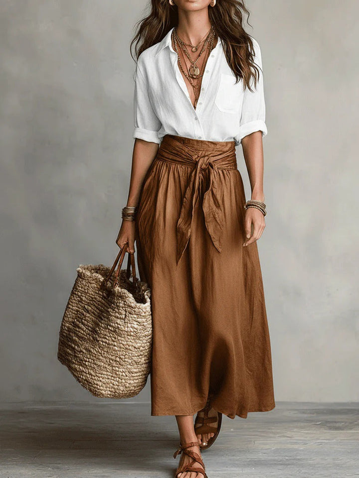 River | Classic Top and Midi Skirt Two Piece Set for Women