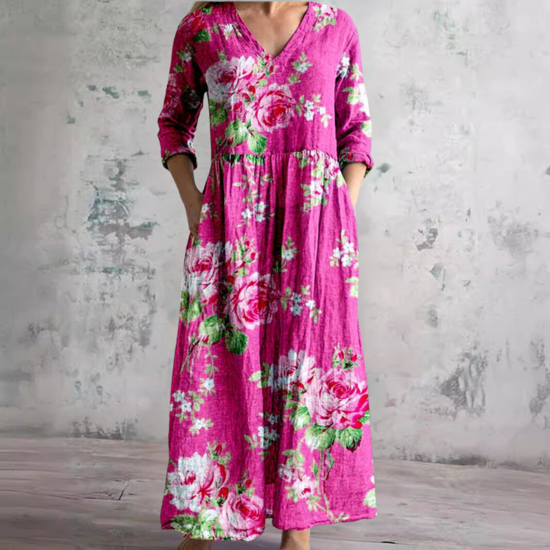 Ivory - Floral Whimsy Boho Maxi Dress