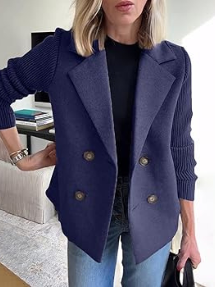 Eva | Knit Blazer with Structured Double Breasted Front for Women