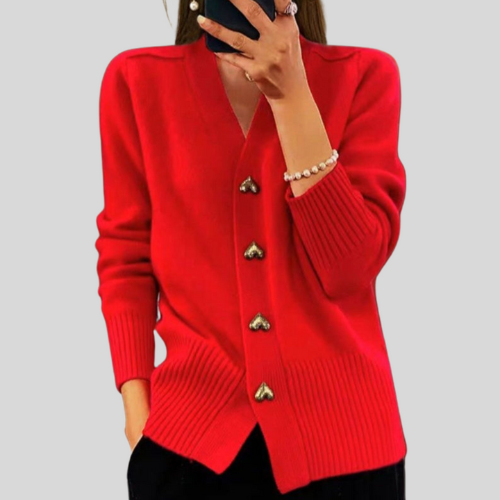 Zadie | Soft Knit Cardigan with Heart Shaped Buttons for Women