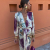 Davina - Elegant V-Neck Long Sleeve Split Maxi Dress