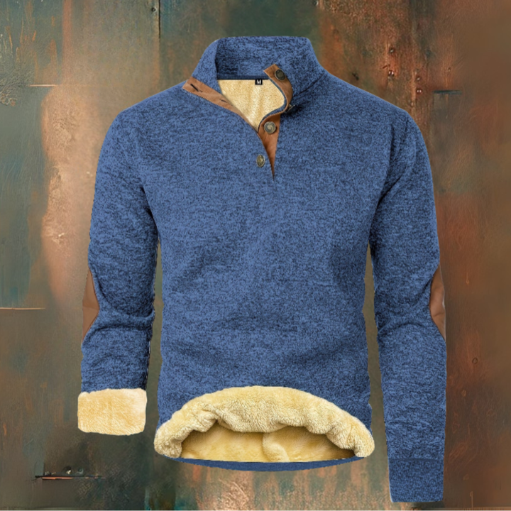 Warm Fleece Sweatshirt With Button Closure