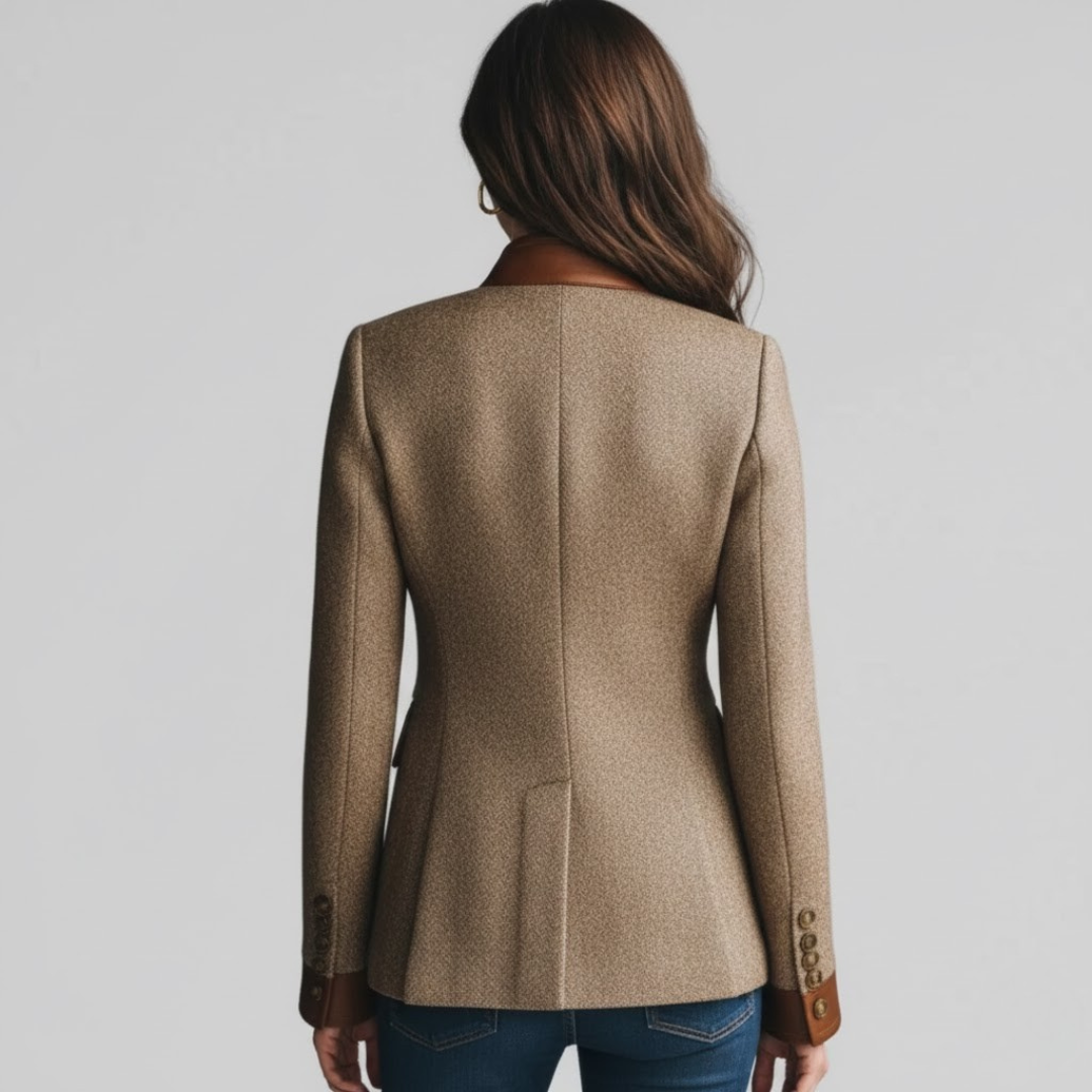 Prudence | Tweed Blazer with Contrast Trim and Button Front for Women