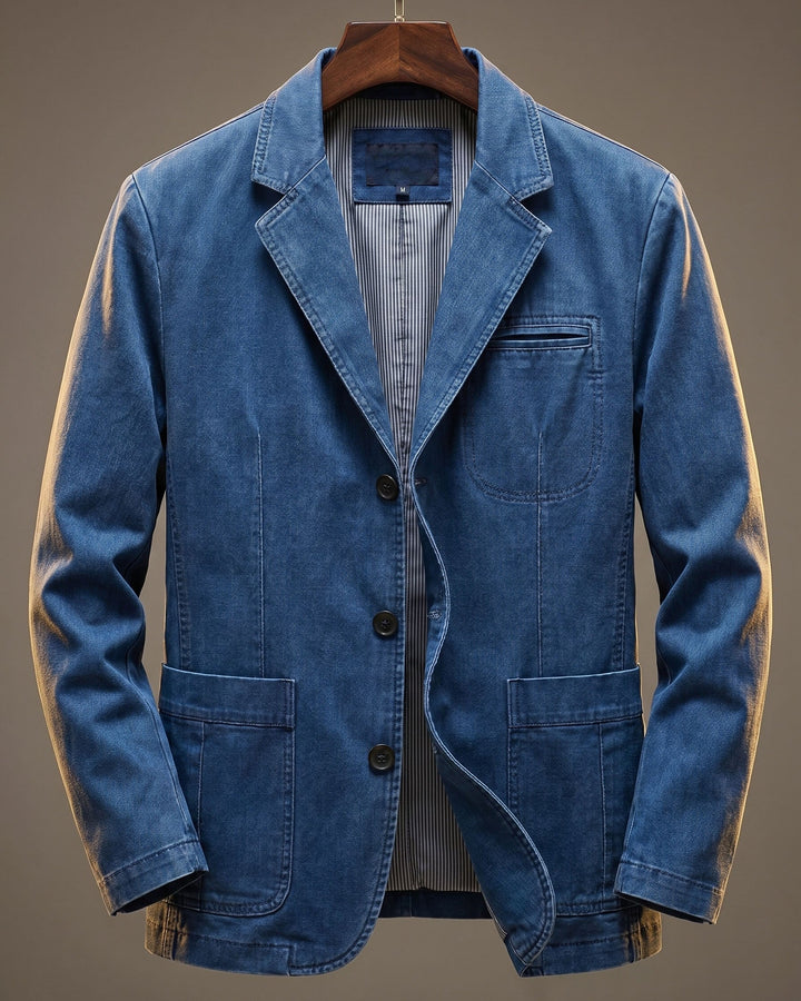 Dorian | Washed Heavyweight Denim Blazer with Structured Cut for Men