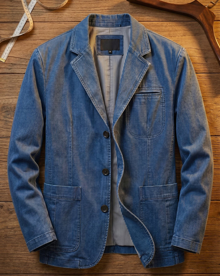 Dorian | Washed Heavyweight Denim Blazer with Structured Cut for Men