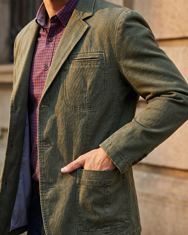Dorian | Washed Heavyweight Denim Blazer with Structured Cut for Men