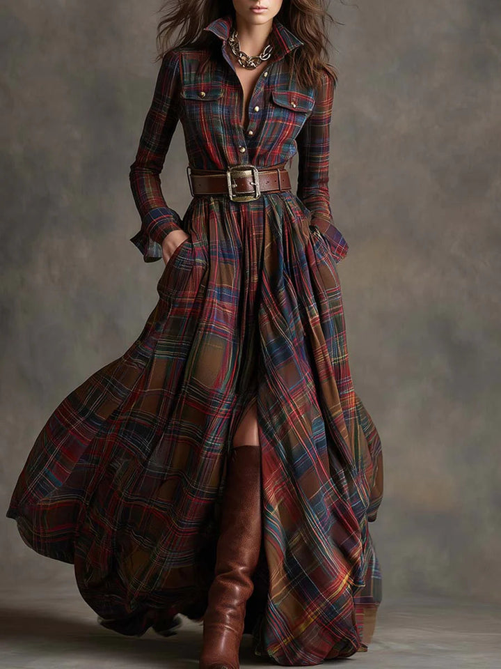 Serafina - Long Checked Dress