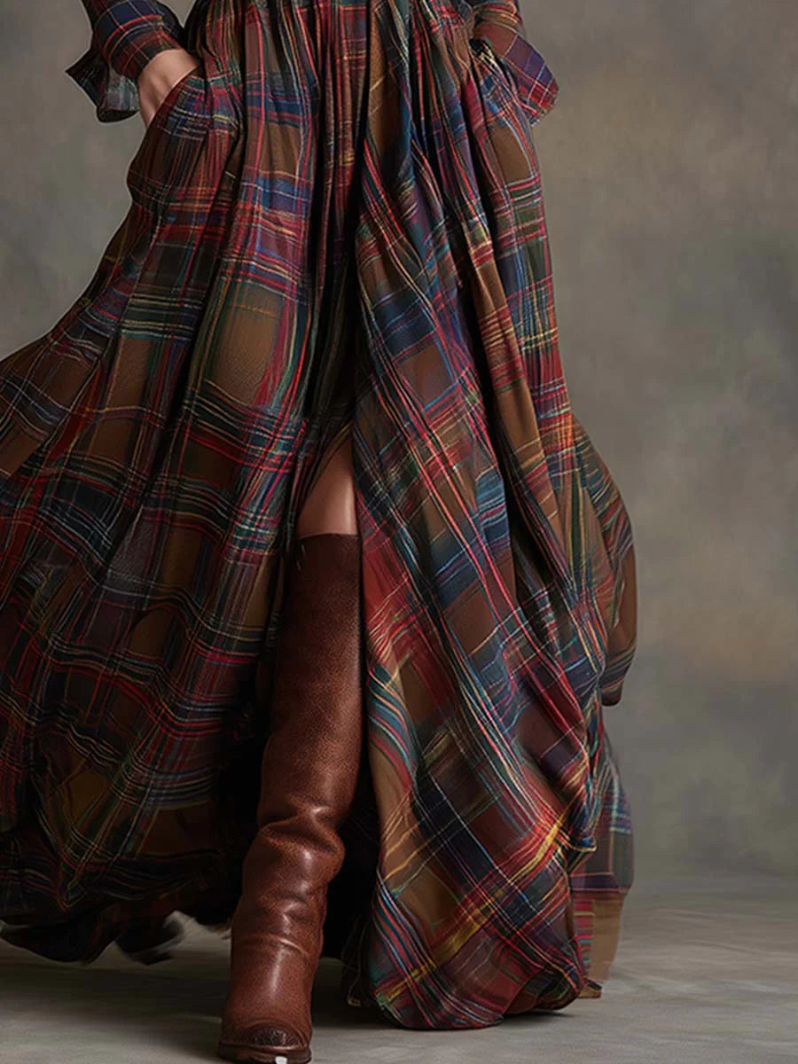 Serafina - Long Checked Dress