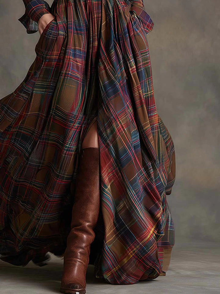 Serafina - Long Checked Dress