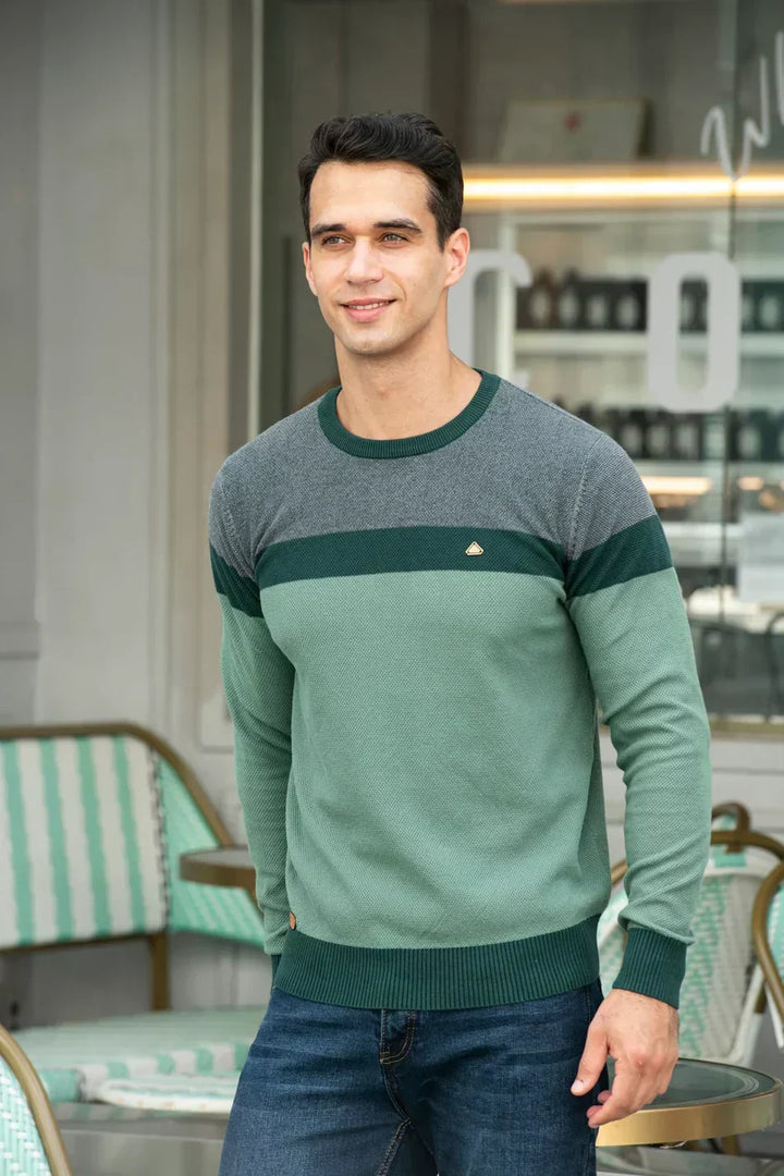 Norwin | Crewneck Knit Sweater in Soft Stretch Cotton for Men