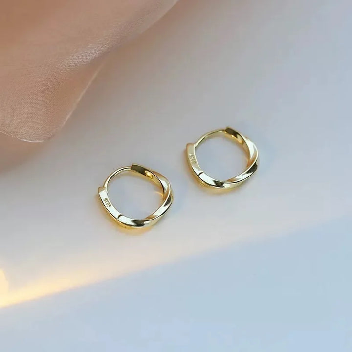 Sterling Silver Round Inlaid Earrings