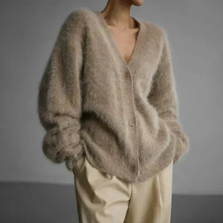 Adele | Fuzzy Mohair Cardigan with Luxurious Soft Handle for Women