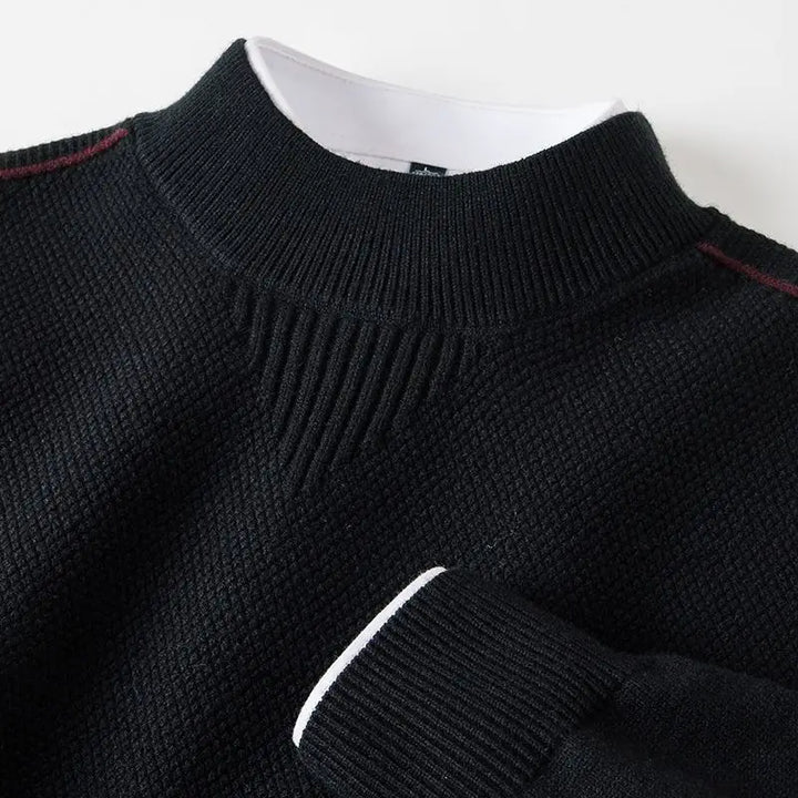 Harriden | Jacquard Knit Sweater with Ribbed Mock Neck for Men