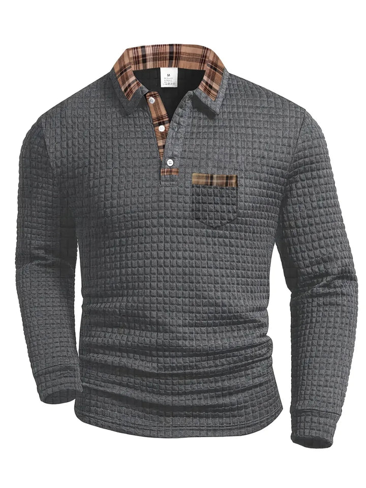 Cason | Refined Knit Polo Sweater with Textured Weave for Men