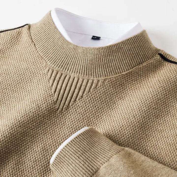 Harriden | Jacquard Knit Sweater with Ribbed Mock Neck for Men